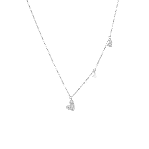 Daesar Kette Damen Weißgold 585 Echtgold mit Anhänger, Halskette Charms Herz mit Diamant Anhänger Kette Weißgold 45CM Wasserfest von Daesar