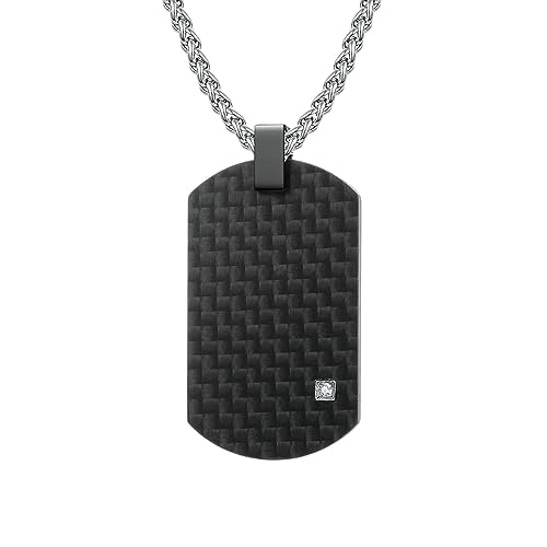 Daesar Kette Edelstahl Herren, Halskette Anhänger Militärkarten mit Zirkonia Kette Männer Personalisiert Silber 60CM von Daesar