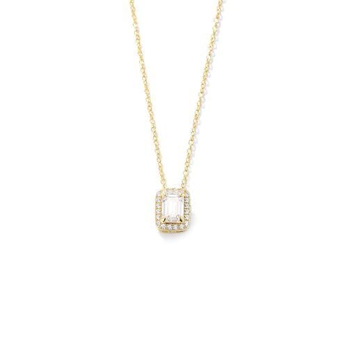 Daesar Kette Gold 750 Damen 45CM mit Anhänger, Halskette Rechteck mit Moissanit Anhänger Kette für Frauen Echtschmuck von Daesar