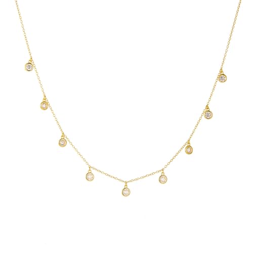 Daesar Kette Gold Damen 585 Echtgold, Collier Halskette mit Moissanite Kette Gold 45CM Wasserfest für Frauen von Daesar