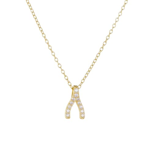 Daesar Kette Gold Damen 585 Echtgold, Halskette Anhänger Geometrie mit Diamant Kette Gold 45CM Wasserfest von Daesar