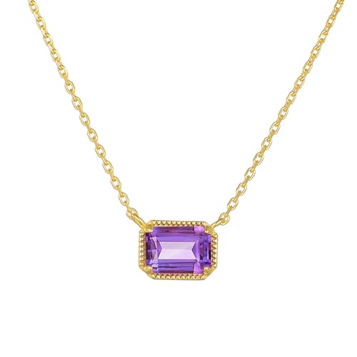 Daesar Kette Gold Damen 585 Echtgold, Halskette Anhänger mit Amethyst 1ct Kette Gold 45CM Wasserfest von Daesar