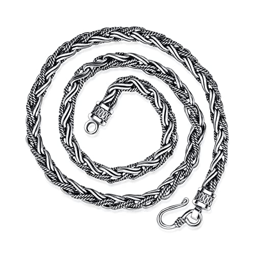 Daesar Kette Herren ohne Anhänger Silber 925, 7MM Zopfkette mit Hakenverschluss Halskette 55CM Biker Silber Partnerkette für Männer Jugend von Daesar