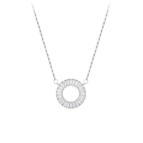 Daesar Kette Weißgold 750 Damen 45CM mit Anhänger, Halskette Kreis mit Moissanite Anhänger Kette für Frauen Echtschmuck von Daesar