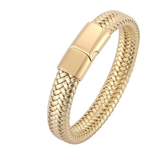 Daesar Leder Armbänder für Herren, Armband Partner Magnet 12MM Geflochten Freundschaftsarmband Lederarmband Gold Personalisiert 16.5CM von Daesar