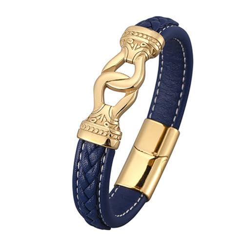 Daesar Lederarmbänder Herren, Charm Armband Personalisiert Ethno Knoten 12MM mit Magnetverschluss Partnerarmband Blau 18.5CM von Daesar