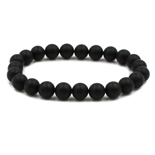 Daesar Männer Armbänder 19CM, Perlenarmband Herren 8MM Schwarz Onyx Charm Armbänder Perlen von Daesar
