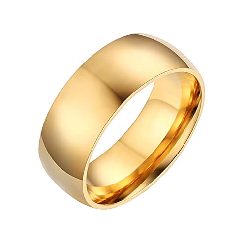 Daesar Männer Ring Gold, Edelstahl Ring 8MM Hochglanzpoliert Bandring Partnerringe Freundschaftsringe Gr.73 (23.2) von Daesar