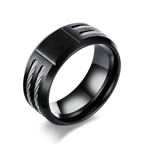 Daesar Männer Ringe Edelstahl Schwarz, Ring Personalisiert 9MM Matt mit Wia Bandring Ringe Gr.67 (21.3) von Daesar