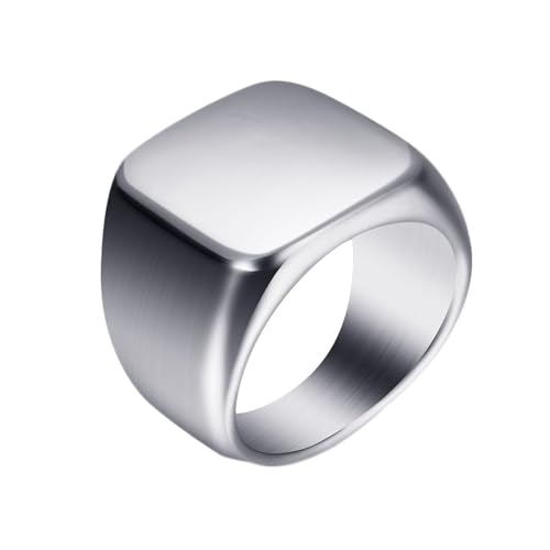 Daesar Männer Ringe Edelstahl Silber, Ring Personalisiert 18MM Quadrat Siegelring Ring Große 60 (19.1) von Daesar