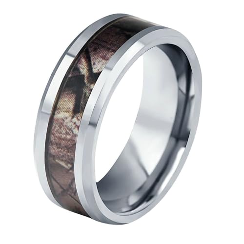 Daesar Männer Ringe Edelstahl Silber, Ring Personalisiert 8MM mit Gemustert Bandring Ring Große 60 (19.1) von Daesar