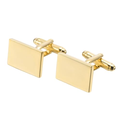 Daesar Manschettenknöpfe Herren, Hemd Manschettenknöpfe Personalisiert Poliert Rechteck Hochzeit Manschettenknopf Gold mit Manschettenknöpfe Box von Daesar