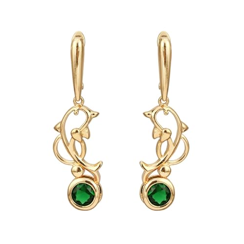 Daesar Ohrhänger 375 Gelbgold, Damen Ohrringe Hängend Delfin mit Granat Ohrhänger Nickelfrei in Bijouterie von Daesar