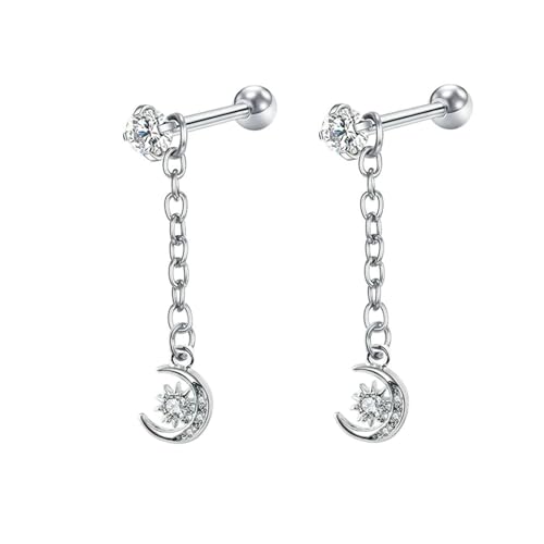 Daesar Ohrhänger 375 Gelbgold, Damen Ohrringe Hängend Mond mit Moissanit Ohrhänger Nickelfrei in Bijouterie von Daesar