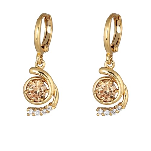 Daesar Ohrhänger 375 Gold Damen, Creolen Ohrringe Hängend mit Citrin Hochzeit Ohrhänger Nickelfrei Echtschmuck von Daesar