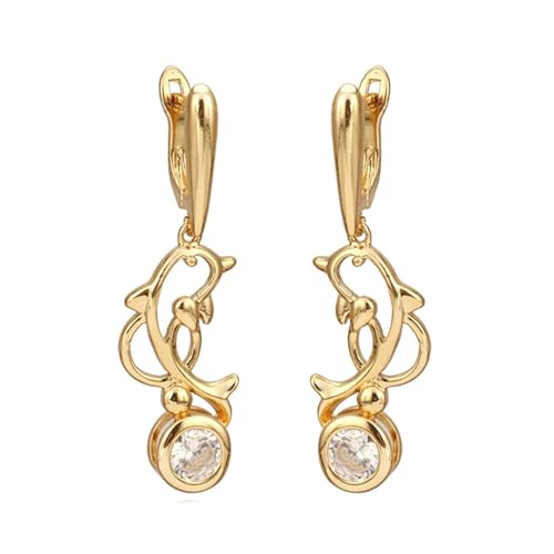 Daesar Ohrhänger 375 Gold Damen, Ohrringe Hängend Delfin mit Moissanit Hochzeit Ohrhänger Nickelfrei Echtschmuck von Daesar