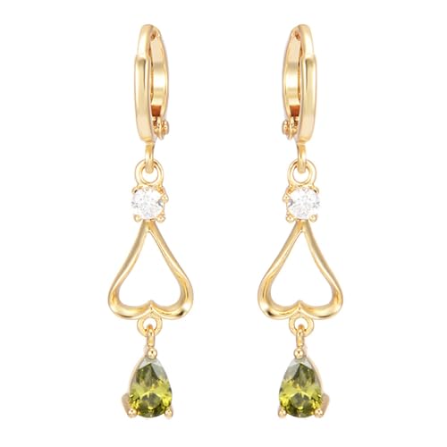 Daesar Ohrhänger 375 Gold Damen, Ohrringe Hängend Herz mit Tropfen Granat Hochzeit Ohrhänger Nickelfrei Echtschmuck von Daesar