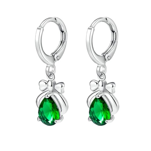 Daesar Ohrhänger 375 Weißgold Damen, Creolen Ohrringe Hängend Knoten mit Tropfen Granat Hochzeit Ohrhänger Nickelfrei Echtschmuck von Daesar