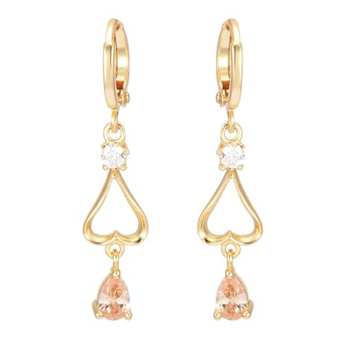Daesar Ohrhänger 585 Gelbgold, Damen Ohrringe Hängend Herz mit Tropfen Citrin Ohrhänger Nickelfrei in Bijouterie von Daesar