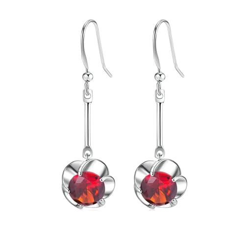 Daesar Ohrhänger 750 Gelbgold, Damen Ohrringe Hängend Blume mit Rubin Ohrhänger Nickelfrei in Bijouterie von Daesar