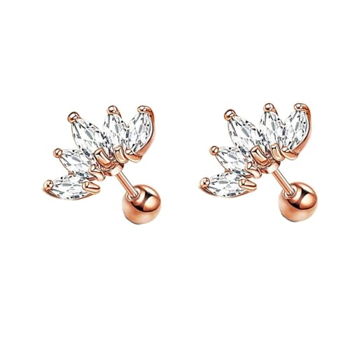 Daesar Ohrringe 585 Rotgold Damen, Ohrstecker Blatt mit 5 Steine Moissanite Hochzeit Ohrringe Nickelfrei für Frauen von Daesar