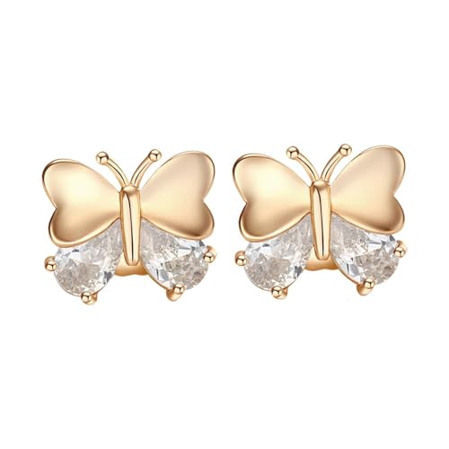 Daesar Ohrringe 750 Gold Damen, Ohrstecker Schmetterling mit Tropfen Moissanit Hochzeit Ohrringe Nickelfrei für Frauen von Daesar