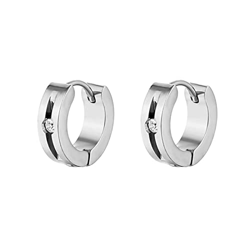 Daesar Ohrringe Creolen Nickelfrei, Creolen Damen Herren Edelstahl Hoop mit Zirkonia Silber Ohrringe Nickelfrei in Bijouterie von Daesar