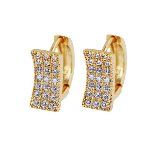 Daesar Ohrringe Gold 585 14K Echt Damen, Creolen Rechteck mit Moissanit Hochzeit Ohrringe Creolen Allergiefrei von Daesar