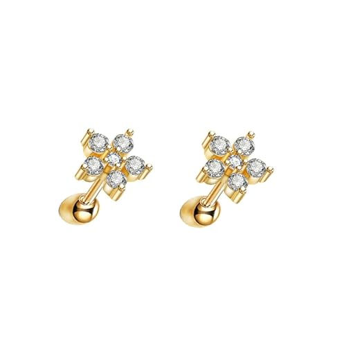 Daesar Ohrringe Gold 585 Echtgold, Ohrstecker Damen Blumen mit Moissanit Ohrringe Hochzeit Braut Allergiefrei von Daesar