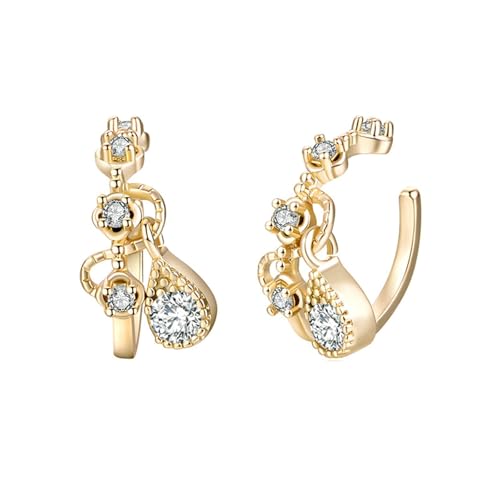 Daesar Ohrringe Gold 750 18K Echtgold Damen, Ohrclips ohne Ohrlöcher Filigran mit Moissanit Ear Cuff Ohrklemme Hochzeit Braut Nickelfrei von Daesar