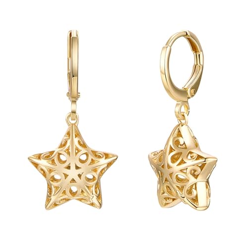 Daesar Ohrringe Gold 750 Echtgold, Creolen Damen Stern Ohrringe Creolen Hochzeit Braut Allergiefrei von Daesar