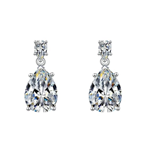 Daesar Ohrringe Weißgold 585 14K Echt Damen, Ohrstecker Tropfen mit Moissanit Hochzeit Ohrringe Allergiefrei von Daesar