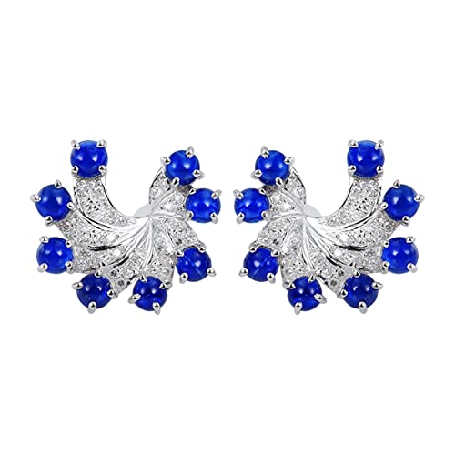 Daesar Ohrringe Weißgold 750 18K Echtgold Damen, Ohrstecker Blume mit 2.42ct Saphir und Diamant Ohrringe Hochzeit Braut Braut Nickelfrei von Daesar