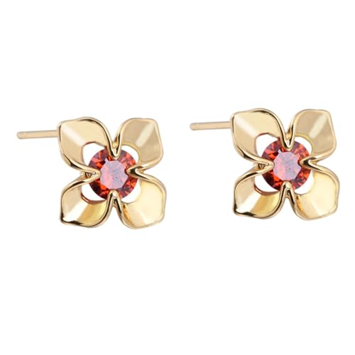 Daesar Ohrstecker 375 Gold Damen, Ohrringe Blume mit Rubin Hochzeit Ohrstecker Nickelfrei Echtschmuck von Daesar