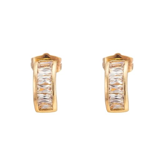 Daesar Ohrstecker 375 Gold Damen, Ohrringe Zylinder mit Moissanit Hochzeit Ohrstecker Nickelfrei Echtschmuck von Daesar