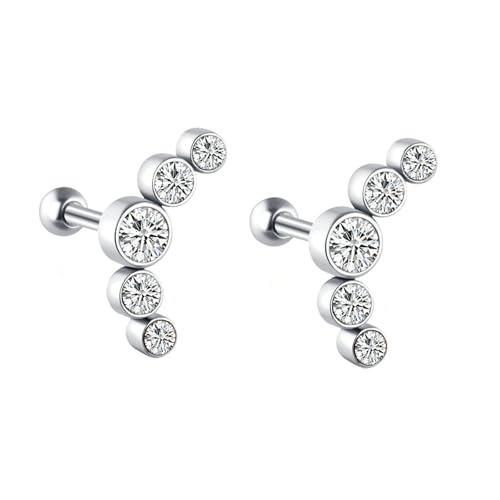 Daesar Ohrstecker 585 Gelbgold, Damen Ohrringe 5 Steine mit Moissanit Ohrstecker Nickelfrei in Bijouterie von Daesar