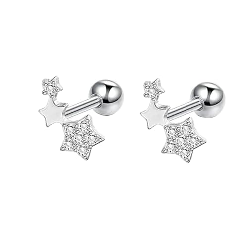 Daesar Ohrstecker 585 Weißgold Damen, Ohrringe Sterne mit Moissanite Hochzeit Ohrstecker Nickelfrei Echtschmuck von Daesar