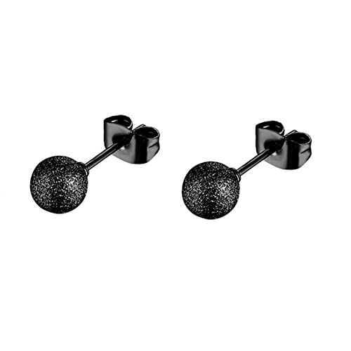 Daesar Ohrstecker Damen Herren Edelstahl, Ohrringe Mädchen Jungs Matt Bead 6MM Ohrstecker Schwarz in Bijouterie von Daesar