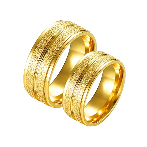 Daesar Paar Ringe Edelstahl, Eheringe mit Gravur Partnerringe für 2, Gold Matte Ringe 8MM Damen Gr.60 (19.1) & Herren Gr.60 (19.1) von Daesar