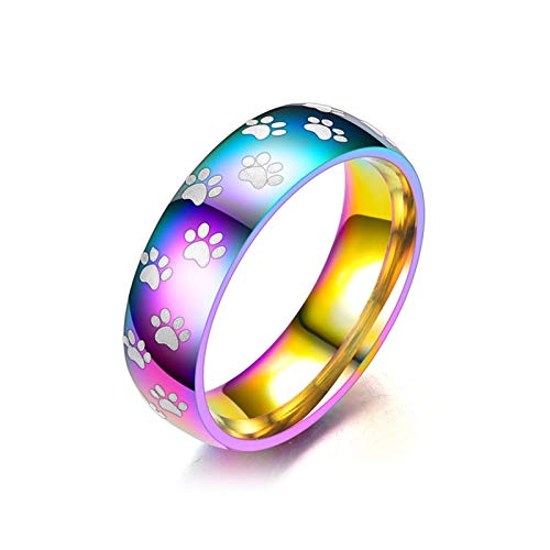 Daesar Partnerring Edelstahl Damen Herren Ring mit Hundepfote Rund 6 MM Eheringe Bunten Preis für 1 Pcs Gr.60 (19.1) von Daesar