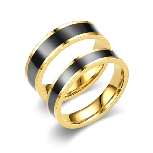 Daesar Partnerringe Edelstahl mit Gravur, Verlobung Ringe Set 4MM 6MM mit Schwarz Epoxid Trauringe Paar Ringe für Sie und Ihn Damen Gr.69 (22.0)& Herren Gr.69 (22.0) von Daesar