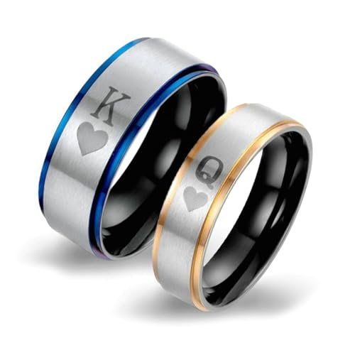 Daesar Partnerringe für Sie und Ihn, Eheringe Edelstahl Set 6MM 8MM Q und K Pärchen Ringe mit Gravur Eheringe Nickelfrei Damen Gr.51 (16.2)& Herren Gr.54 (17.2) von Daesar