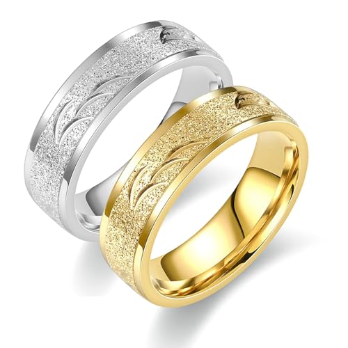 Daesar Partnerringe für Sie und Ihn, Eheringe Edelstahl Set Matt Rund Pärchen Ringe 6MM Personalisierte Verlobungsringe Gold Gr.66 (21.0)& Silber Gr.66 (21.0) von Daesar
