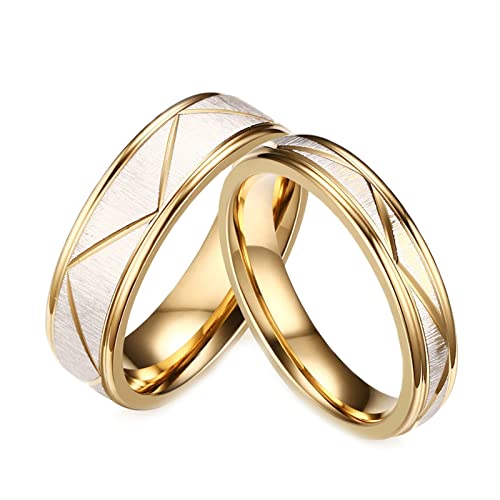 Daesar Partnerringe für Sie und Ihn, Verlobungsringe Edelstahl Matt ohne Stein Bandringe Eheringe Paar Ringe Gold Damen Gr.57 (18.1) & Herren Gr.57 (18.1) von Daesar