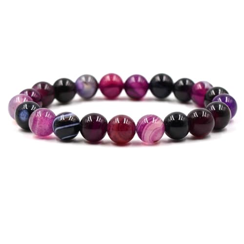 Daesar Perlen Armband Herren, Chakra Armbänder Charms 10MM Violett Achat Armband Personalisiert 20CM für Männer von Daesar