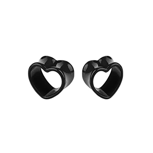 Daesar Plugs 16MM Acryl, Ohr Tunnel Set in Herzform Schwarz Ohrringe Piercing Ohr Plug Tunnel für Damen von Daesar