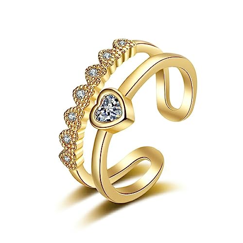 Daesar Ring 14 Karat Gold 585 Damen, Trauringe Herzen mit Moissanit Wickelring Verlobungsringe Hochzeit Ringe Nickelfrei Größe 63 (20.1) von Daesar