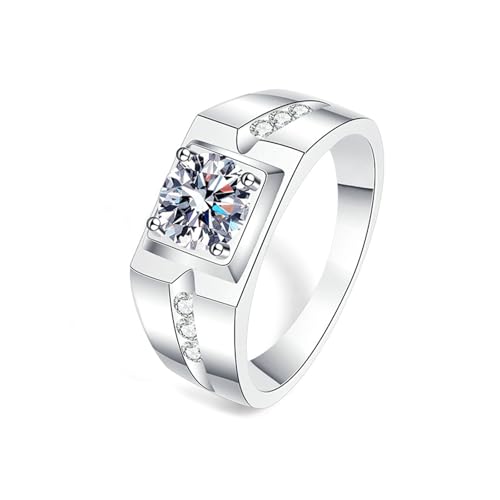 Daesar Ring 14 Karat Weißgold 585 Herren, Trauringe Breit mit Moissanit Siegelring Verlobungsringe Hochzeit Ringe Nickelfrei Gr.57 (18.1) von Daesar