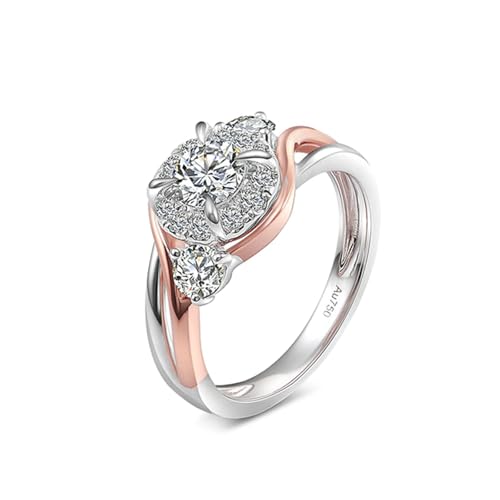 Daesar Ring 18 Karat Bicolor 750 Damen, Eheringe Infinity mit 3ct Rund Moissanit Verlobungsringe Hochzeit Ringe Nickelfrei Gr.51 (16.2) von Daesar