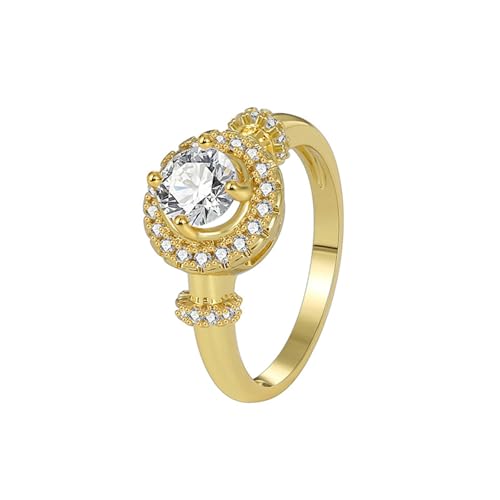 Daesar Ring 18 Karat Gold 750 Damen, Trauringe Sonne mit Moissanit Verlobungsringe Hochzeit Ringe Nickelfrei Größe 59 (18.8) von Daesar